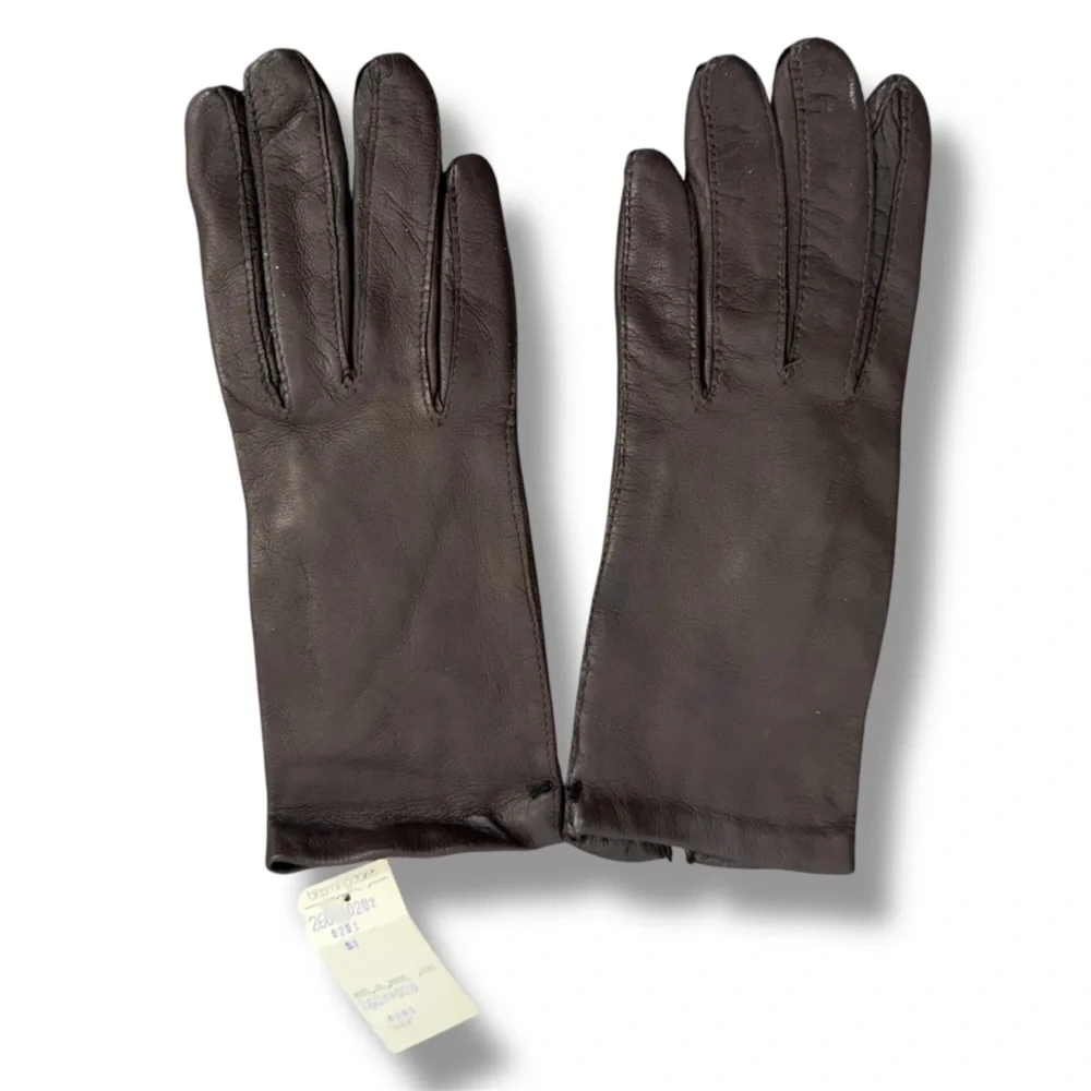 NWT Vintage Dead Stock Bloomingdale's Genuine Leather Gloves Chocolate Brown XS
